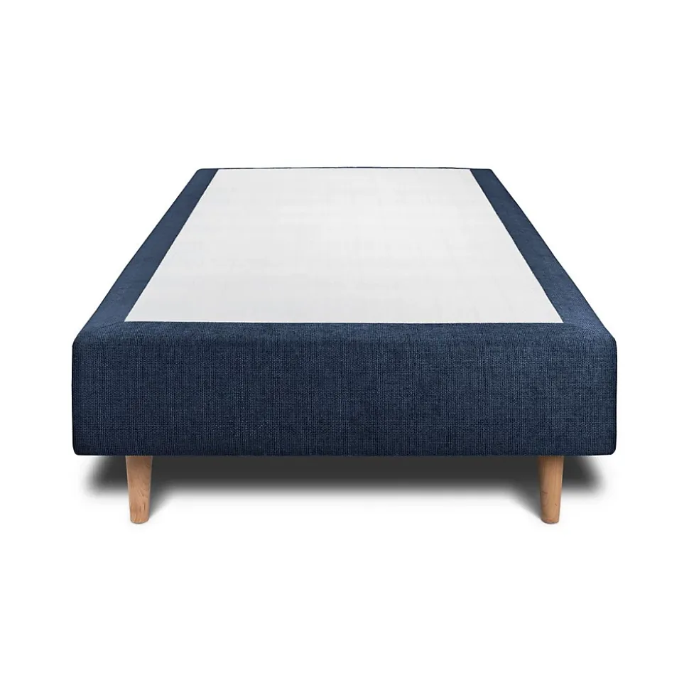 Lit avec tête de lit capitonnée tissu et sommier tapissier - Lit en bois massif