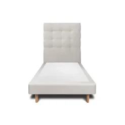 Lit avec tête de lit capitonnée velours et sommier - Lit en bois massif