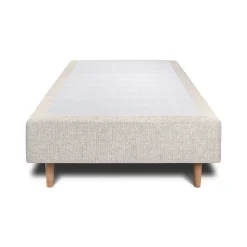 Lit avec tête de lit capitonnée tissu et sommier tapissier - Lit en bois massif