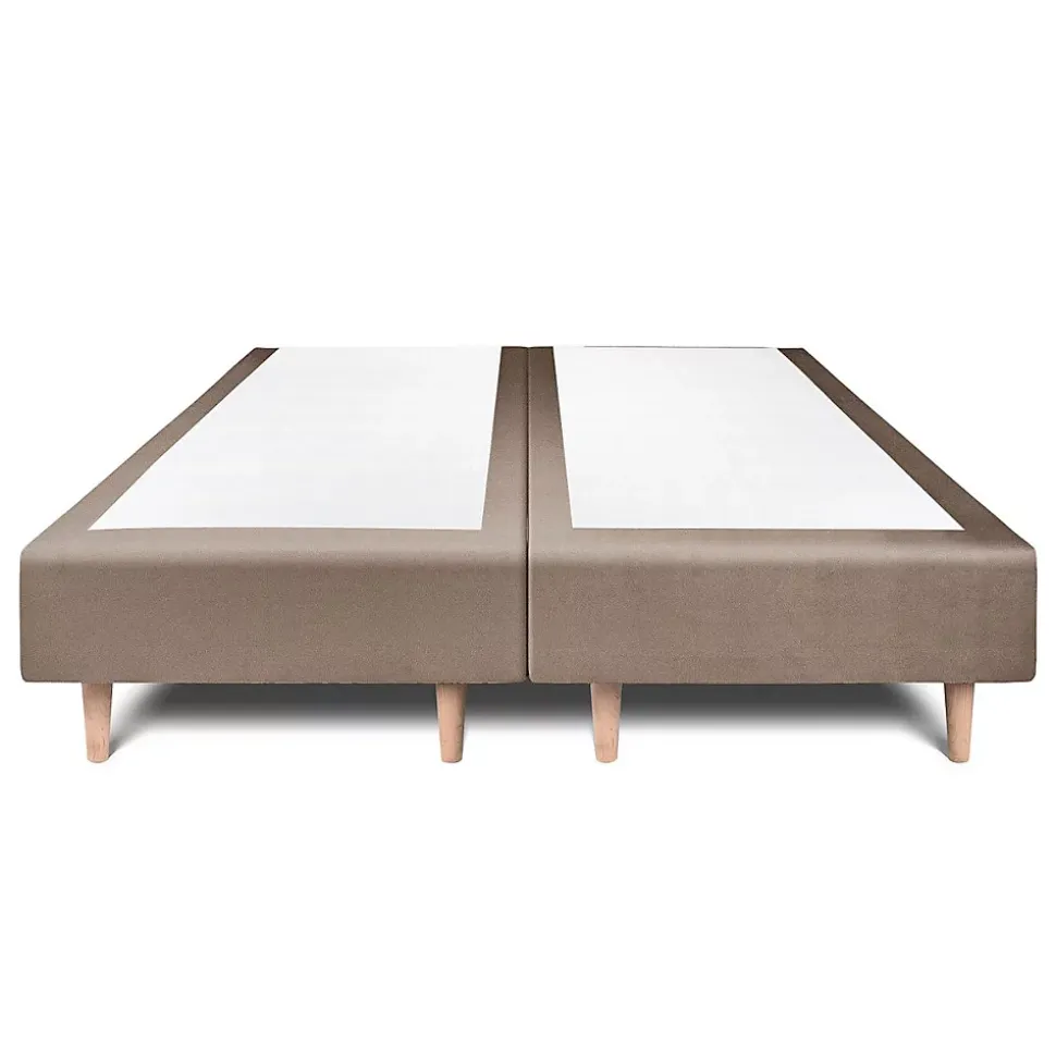 Lit avec tête de lit capitonnée velours et sommier - Lit en bois massif