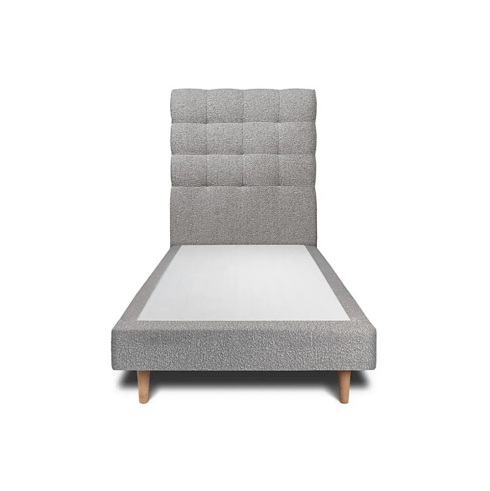 Lit avec tête de lit capitonnée et sommier tapissier - Lit en bois massif