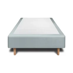 Lit avec tête de lit capitonnée velours et sommier - Lit en bois massif