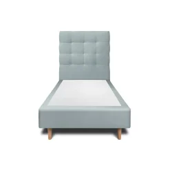 Lit avec tête de lit capitonnée velours et sommier - Lit en bois massif