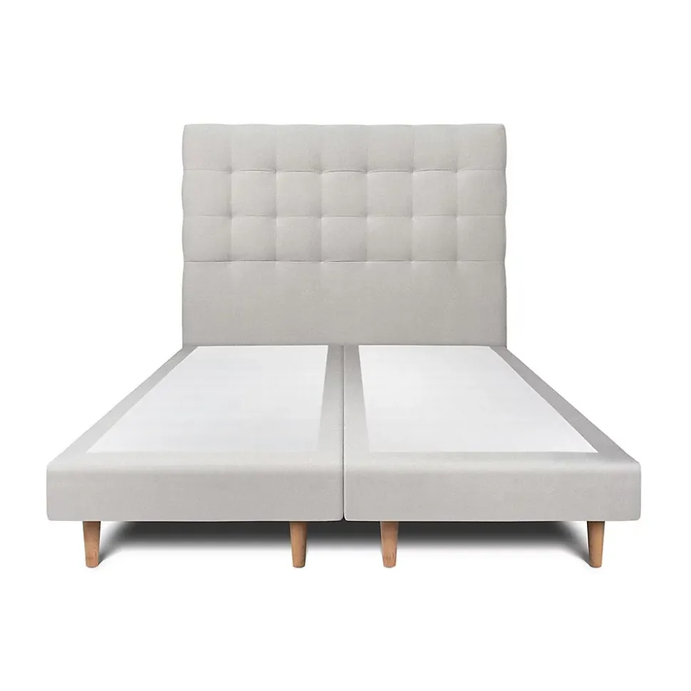 Lit avec tête de lit capitonnée velours et sommier - Lit en bois massif