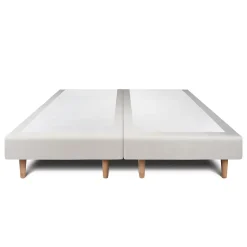 Lit avec tête de lit capitonnée velours et sommier - Lit en bois massif