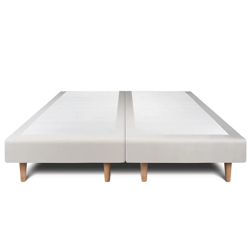 Lit avec tête de lit capitonnée velours et sommier - Lit en bois massif