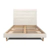 Lit avec tête de lit capitonnée tissu et sommier kit - Lit en bois massif