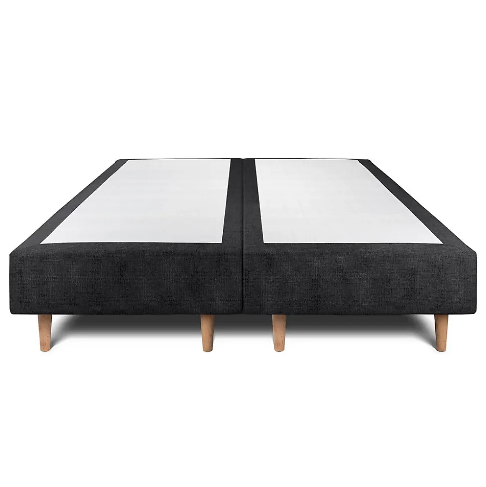 Lit avec tête de lit capitonnée tissu et sommier tapissier - Lit en bois massif