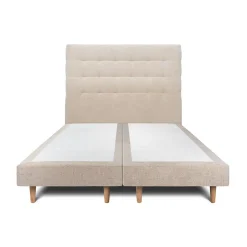 Lit avec tête de lit capitonnée tissu et sommier tapissier - Lit en bois massif