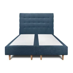 Lit avec tête de lit capitonnée tissu et sommier tapissier - Lit en bois massif