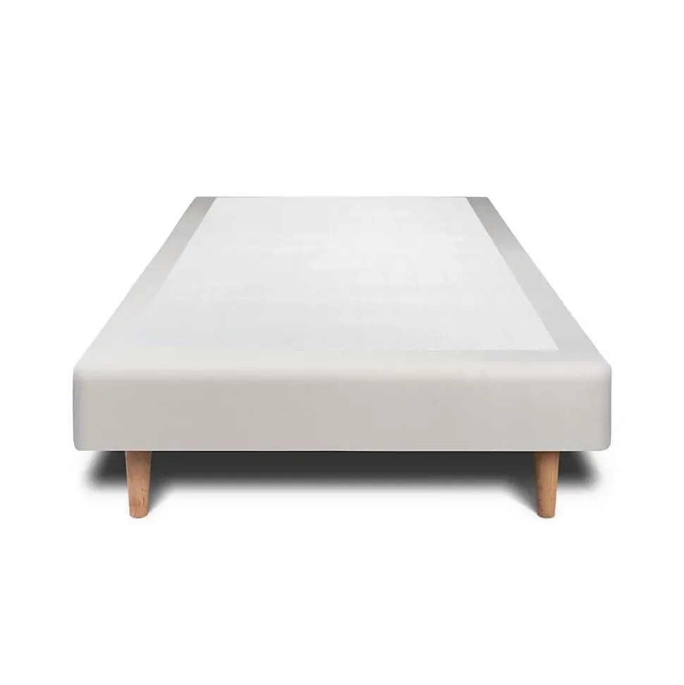 Lit avec tête de lit capitonnée velours et sommier - Lit en bois massif