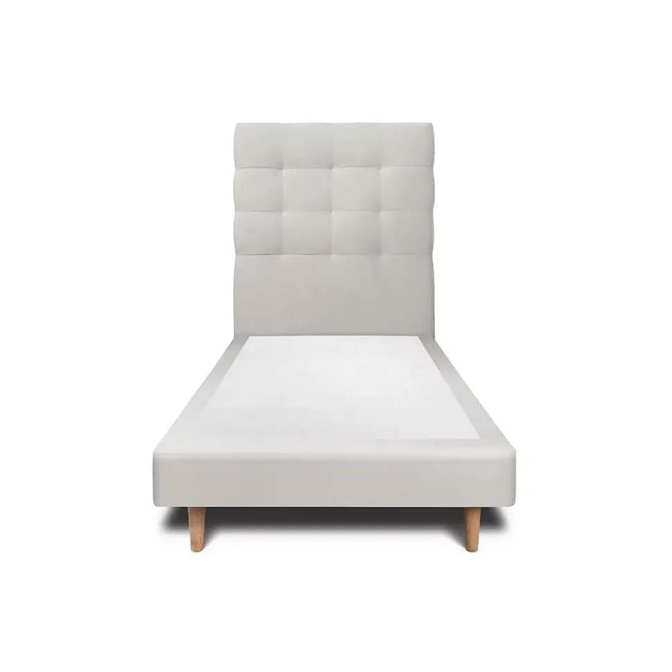 Lit avec tête de lit capitonnée velours et sommier - Lit en bois massif