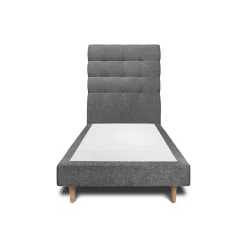 Lit avec tête de lit capitonnée tissu et sommier tapissier - Lit en bois massif