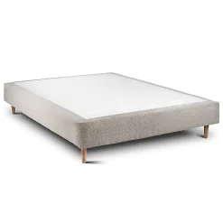 Lit avec tête de lit capitonnée et sommier tapissier - Lit en bois massif