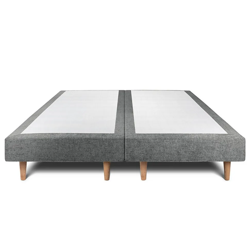 Lit avec tête de lit capitonnée tissu et sommier tapissier - Lit en bois massif