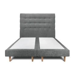 Lit avec tête de lit capitonnée tissu et sommier tapissier - Lit en bois massif