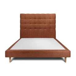 Lit avec tête de lit capitonnée et sommier tapissier - Lit en bois massif