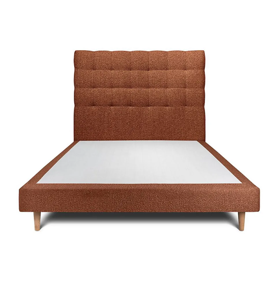 Lit avec tête de lit capitonnée et sommier tapissier - Lit en bois massif