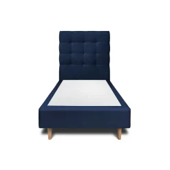 Lit avec tête de lit capitonnée velours et sommier - Lit en bois massif