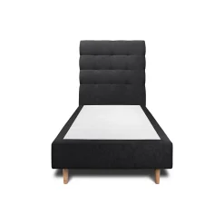 Lit avec tête de lit capitonnée tissu et sommier tapissier - Lit en bois massif