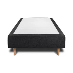 Lit avec tête de lit capitonnée tissu et sommier tapissier - Lit en bois massif