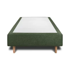 Lit avec tête de lit capitonnée tissu et sommier tapissier - Lit en bois massif