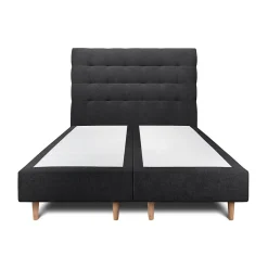 Lit avec tête de lit capitonnée tissu et sommier tapissier - Lit en bois massif