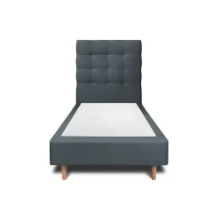 Lit avec tête de lit capitonnée velours et sommier - Lit en bois massif
