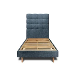 Lit avec tête de lit capitonnée et sommier kit - Lit en bois massif