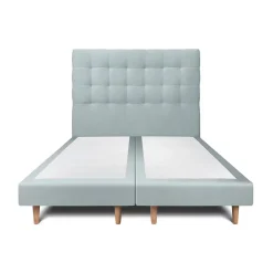 Lit avec tête de lit capitonnée velours et sommier - Lit en bois massif