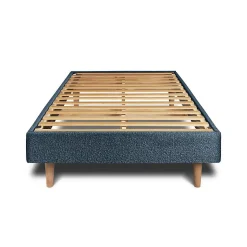 Lit avec tête de lit capitonnée et sommier kit - Lit en bois massif