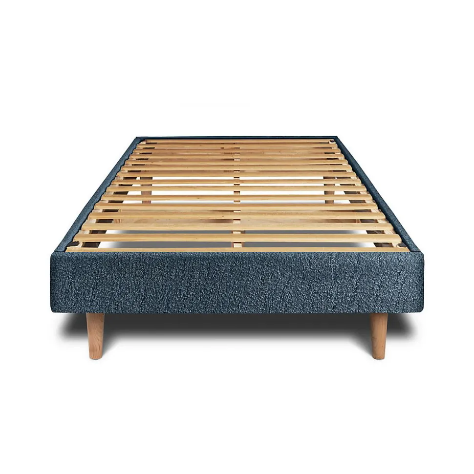 Lit avec tête de lit capitonnée et sommier kit - Lit en bois massif