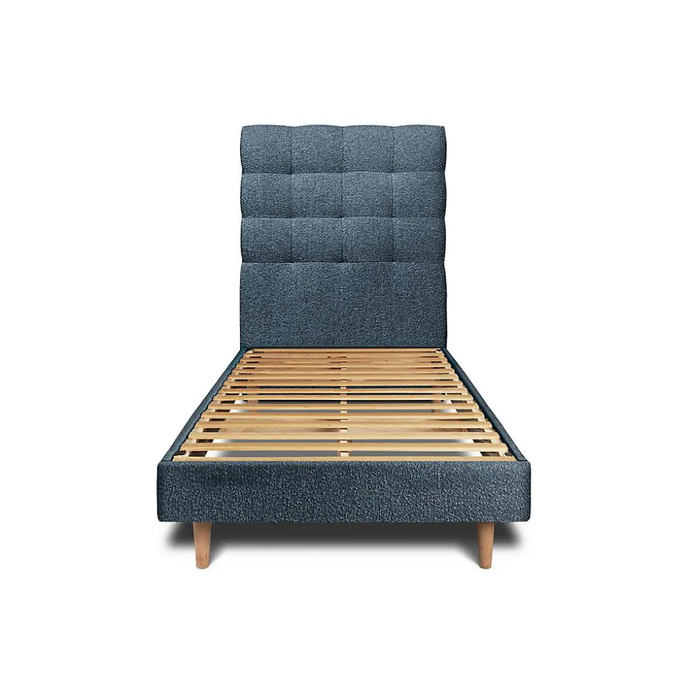 Lit avec tête de lit capitonnée et sommier kit - Lit en bois massif