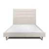 Lit avec tête de lit capitonnée tissu et sommier tapissier - Lit en bois massif