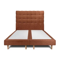 Lit avec tête de lit capitonnée et sommier tapissier - Lit en bois massif