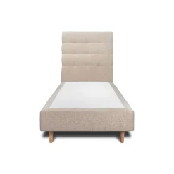 Lit avec tête de lit capitonnée tissu et sommier tapissier - Lit en bois massif