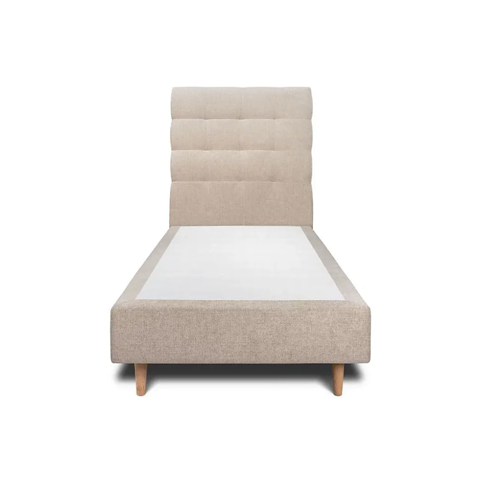 Lit avec tête de lit capitonnée tissu et sommier tapissier - Lit en bois massif