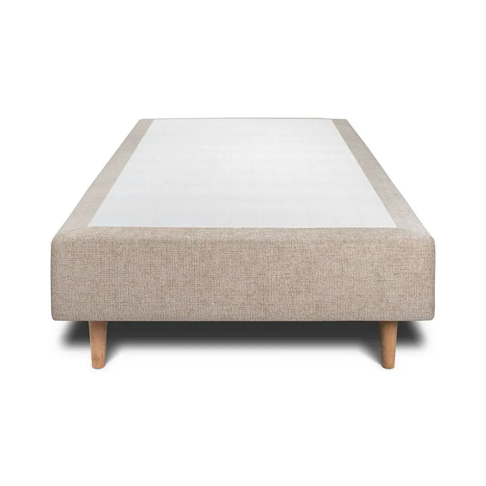 Lit avec tête de lit capitonnée tissu et sommier tapissier - Lit en bois massif