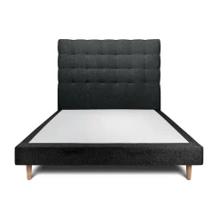 Lit avec tête de lit capitonnée et sommier tapissier - Lit en bois massif