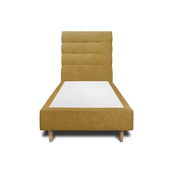 Lit avec tête de lit capitonnée tissu et sommier tapissier - Lit en bois massif