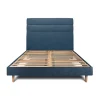 Lit avec tête de lit lignes tissu et sommier kit - Lit en bois massif