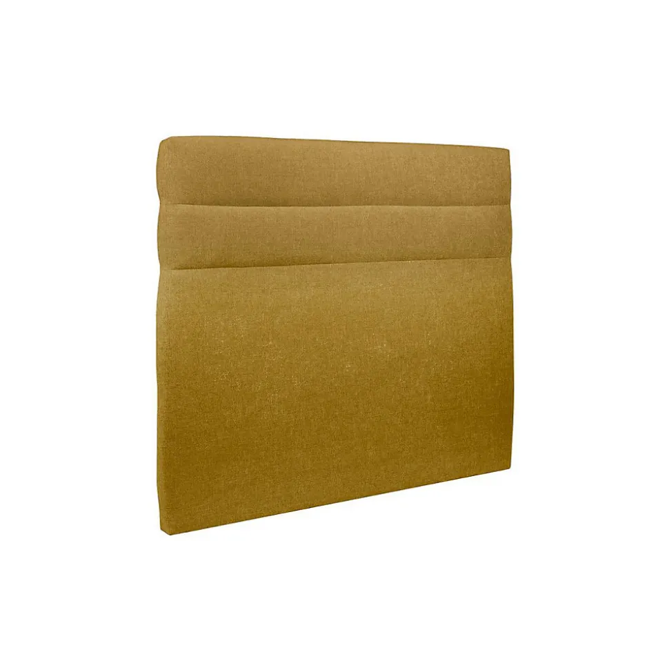 Lit avec tête de lit lignes tissu et sommier tapissier - Lit en bois massif