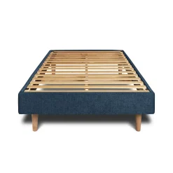 Lit avec tête de lit lignes tissu et sommier kit - Lit en bois massif