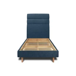 Lit avec tête de lit lignes tissu et sommier kit - Lit en bois massif