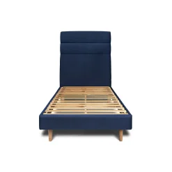 Lit avec tête de lit lignes velours et sommier kit - Lit en bois massif