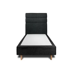 Lit avec tête de lit lignes bouclette et sommier tapissier - Lit en bois massif