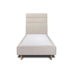 Lit avec tête de lit lignes tissu et sommier tapissier - Lit en bois massif