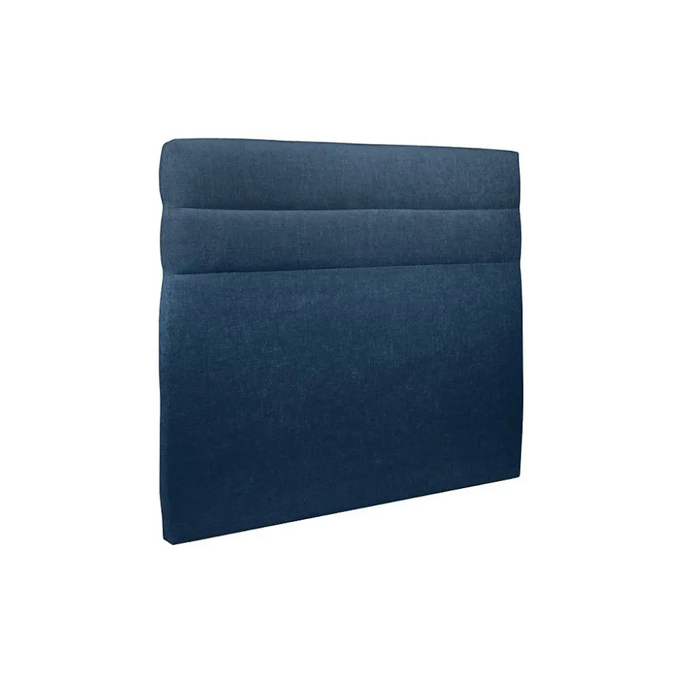 Lit avec tête de lit lignes tissu et sommier tapissier - Lit en bois massif