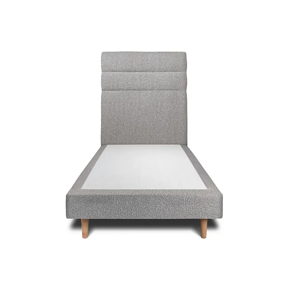 Lit avec tête de lit lignes bouclette et sommier tapissier - Lit en bois massif