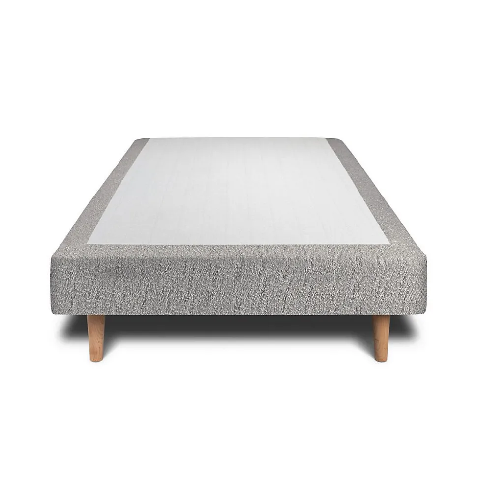 Lit avec tête de lit lignes bouclette et sommier tapissier - Lit en bois massif